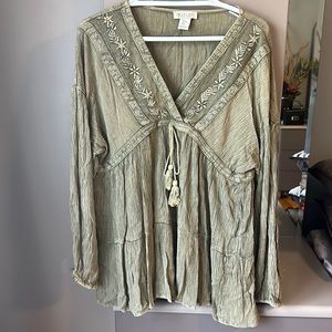 Beautiful rustic green babydoll shirt